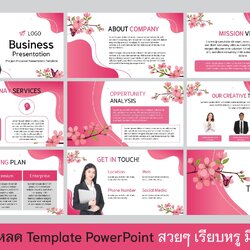 TP001 Template powerpoint สวยๆ ธีมซากุระ สำหรับพรีเซนงาน เทมเพลตpowerpoint สไตล์มินิมอล
