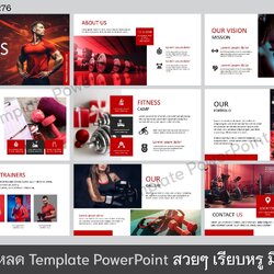 เทมเพลต Powerpoint FITNESS ออกกำลังกาย โทนสีแดง [0276]